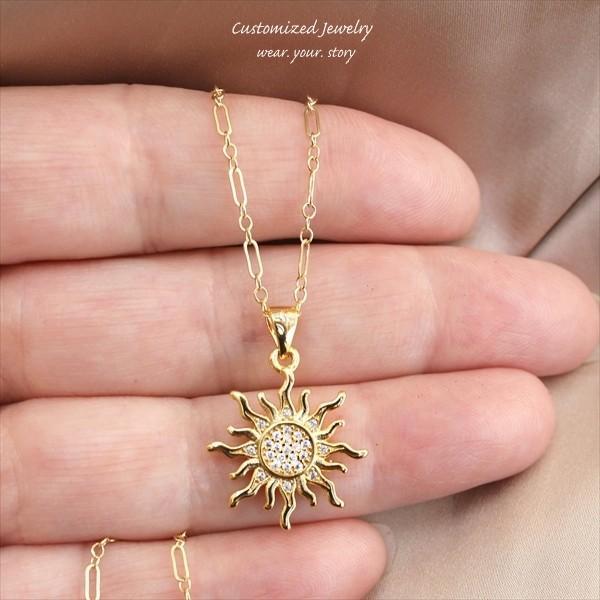 即納 Sunburst（太陽）ゴールド ネックレス [16インチ] 北米直輸入