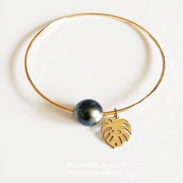 モンステラ バングル 14KGF / S925 ☆Maimoda Jewelry☆ハワイ ハワイアンジュエリー 即納 タヒチアンパール モンステラ