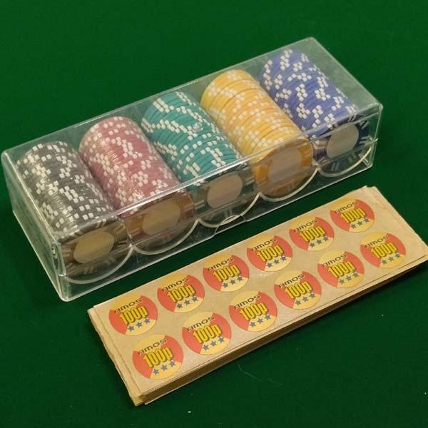 新品（ポーカーチップ・20枚付）麻雀牌・マットのセット・コンパス