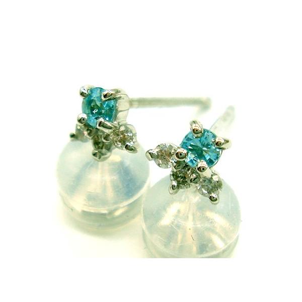 18Kホワイトゴールド パライバトルマリン＆ダイヤモンド ピアス