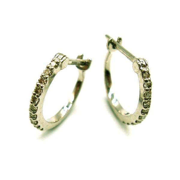 K18WG ダイヤピアス PC1707:K18WG ダイヤ フープ ピアス : マホガニーホール Yahoo!店