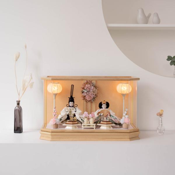 雛人形 お雛様 おしゃれ 木製 人気 かのん 人形ケース 吉藤作 桜刺繍