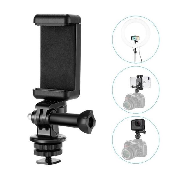 商品名  ホットシュー スマホ、ウェアラブルカメラ アタッチメント チルト 多機能 アダプタ DSLR 一眼レフ ミラーレスカメラ フラッシュマウント 取りつけ シュー ジョイント ブラケット iPhnoe、スマホホルダー カメラネジ穴対応...