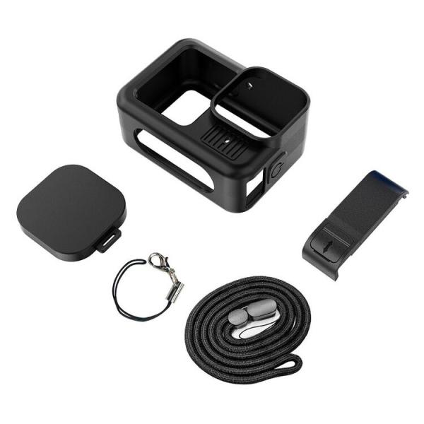 商品名  GoPro HERO 13用 シリコン 保護ケース アクションカメラアクセサリー カメラレンズ保護カバー カメラレンズキャップ 本体カバー ソフトカバー カメラキャップ 紛失防止カバー ストラップ付 シリコンカバー＋電池蓋 ２色選...