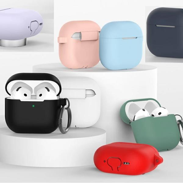 商品名  アップル AirPods 4用　 高品質シリコン エアポッズケース カラビナフック付 保護カバー 収納ケース 衝撃吸収 充電可能 携帯便利　8色選択カラー  ブラック、クリア、グレー、ライトグレー、ネイビー、グリーン、ラベンダー、...