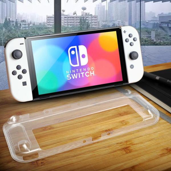 Nintendo Switch OLED用 TPU ケース クリア ソフト バック カバー 透明 背面 ケース 落下防止 衝撃吸収 背面スタンド対応