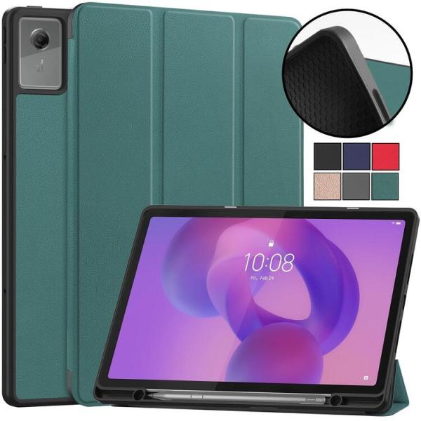 Lenovo Idea Tab Plus 12.1インチ 2025年用PU革 TPU 保護ケース 三つ折り スマートカバー ソフトケース ローズゴールド