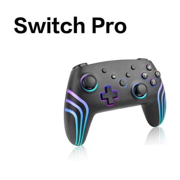 SwitchコントローラーSwitch2用 800mAh大容量バッテリー7時間連続使用 4段階TURBO連射 7色RGBライト ブラック