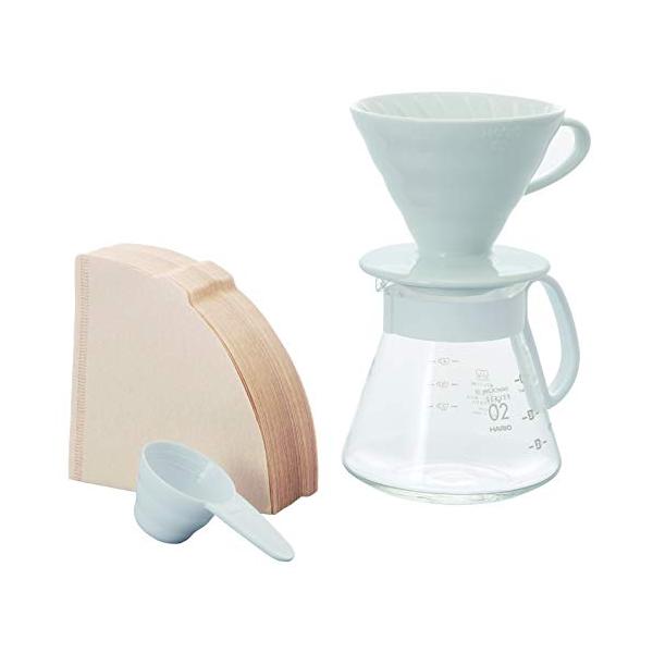 HARIO(ハリオ) V60セラミックドリッパー02セット 1-4杯用 ホワイト 日本製 XVDD-3012W