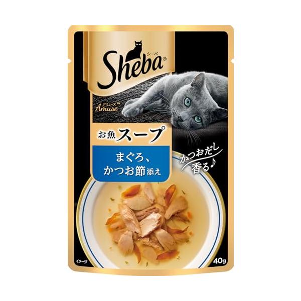 他サイト： シーバ アミューズ ウェット 成猫用 お魚スープ まぐろ、かつお節添え 40g×12袋 水分補給 キャットフード 猫 Sheba パウチの商品画像