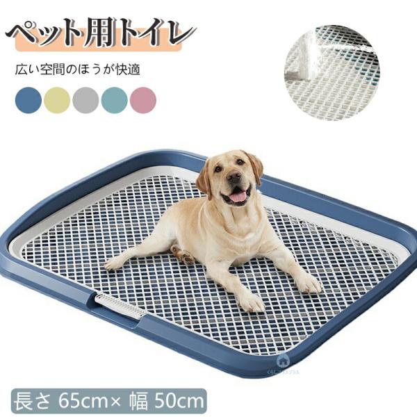 犬用トイレトレー 大型犬用 ワイドサイズ 65×50cm メッシュ付き 滑り止め付き 室内用 しつけ用 丸洗い可能 漏れ防止 清潔 通気性 ペットトイレ