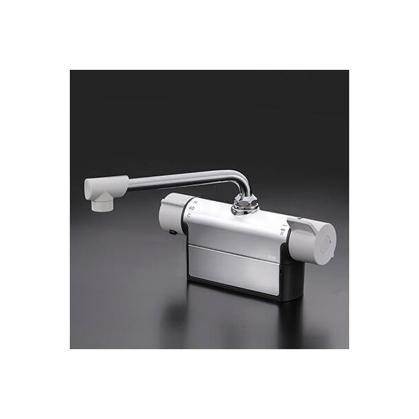 KVK デッキ形サーモスタット式混合栓 190mmパイプ付 MTB200DP1 KVK デッキ形サーモスタット式混合栓(取付ピッチ100mm)(190mm