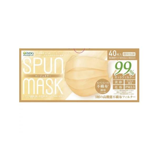 他サイト： ◇スパンレース不織布カラーマスク　プリーツタイプ（ベージュ）40枚入（個包装）【医食同源ドットコム】の商品画像