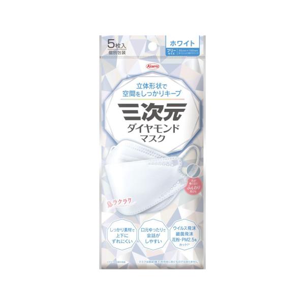 他サイト： 【興和】三次元ダイヤモンドマスク　ホワイト（5枚）の商品画像