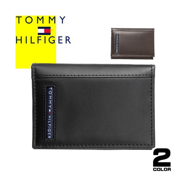 トミーヒルフィガー TOMMY HILFIGER 名刺入れ ケンブリッジ カードケース メンズ レディース 二つ折り 本革 ブランド 黒 ブラック ブラウン