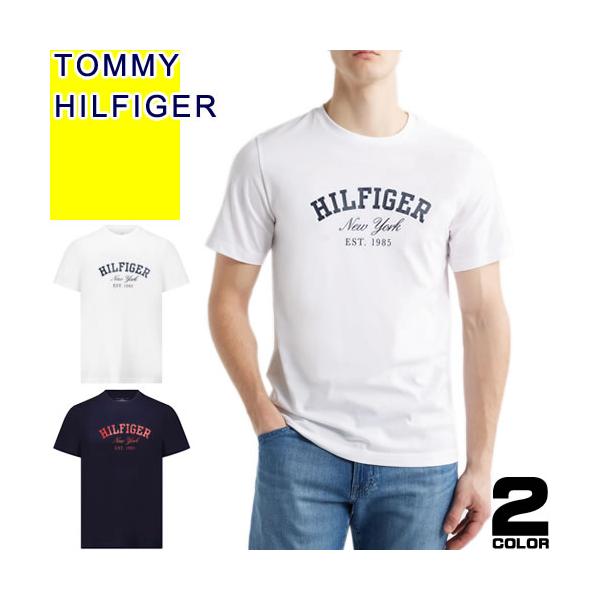 ゴルフィッカーズ 半袖ハイネックシャツ 白×黒 ロゴプリント メンズ 2XL TOMMY HILFIGER トミーヒルフィガー Tシャツ 半袖 クルーネック