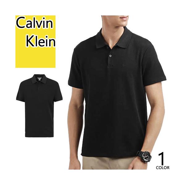 カルバンクライン Calvin Klein ポロシャツ 半袖 メンズ CK ロゴ 刺繍 鹿の子 ワンポイント 定番 コットン ゴルフ おしゃれ 大きいサイズ ブランド 黒 ブラック