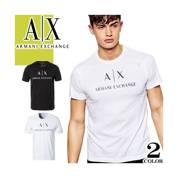 アルマーニ エクスチェンジ ARMANI EXCHANGE アイコン ロゴ Tシャツ メンズ 半袖 クルーネック 丸首 ブランド ロゴ プリント おしゃれ 黒 白 ブラック