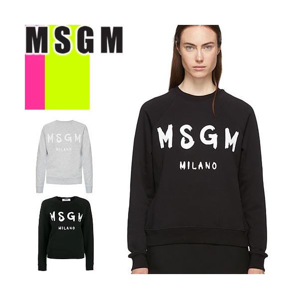 [新品] MSGM レディース ブラシストロークロゴ スウェット XS ブラック maido-selection_221-020