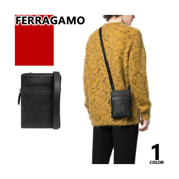【未使用に近い】フェラガモ メッセンジャーバッグ　ナイロン　レザー　ブラウン FERRAGAMO（フェラガモ） バッグ ショルダーバッグ ガンチーニ