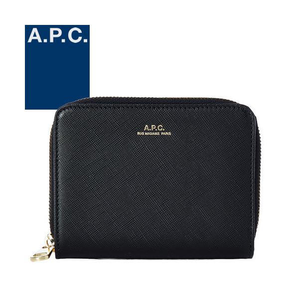 A.P.C. ブラックレザー　ミニ財布 楽天市場】本革 ミニ財布 レザーフラップ ボタン キーリング付き