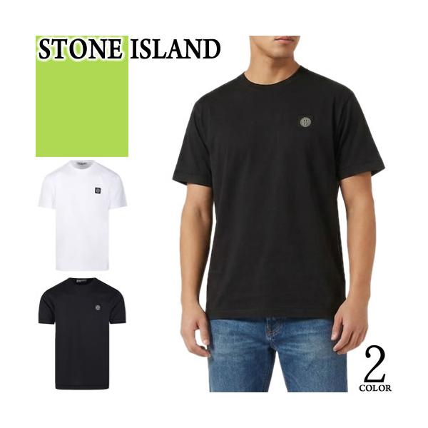 ストーンアイランド STONE ISLAND Tシャツ メンズ 半袖 ロゴ クルーネック 丸首 ブランド 綿100% 大きいサイズ おしゃれ 黒 白 ブラック ホワイト