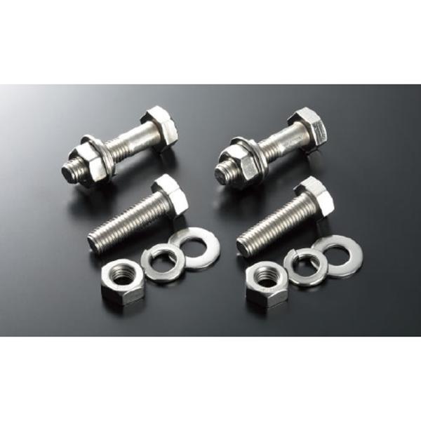 マフラーフランジ部（接合部）のボルト・ナット等のセット品です。2本セット。（1枚目画像は4本並んでいますが2本入りです。）純正やマフラー付属のボルト・ナット類に比べ錆びにくく長期の使用に最適。SUS304ステンレス製高品質＆高耐久品　日本製...