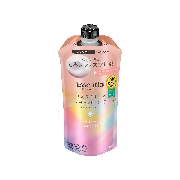 他サイト： エッセンシャル プレミアム うるおいバリアシャンプー シルキー＆スムース つめかえ用 340ml 保湿 補修 うるおい ダメージ ノンシリコーン処方 合成着色料フリーの商品画像