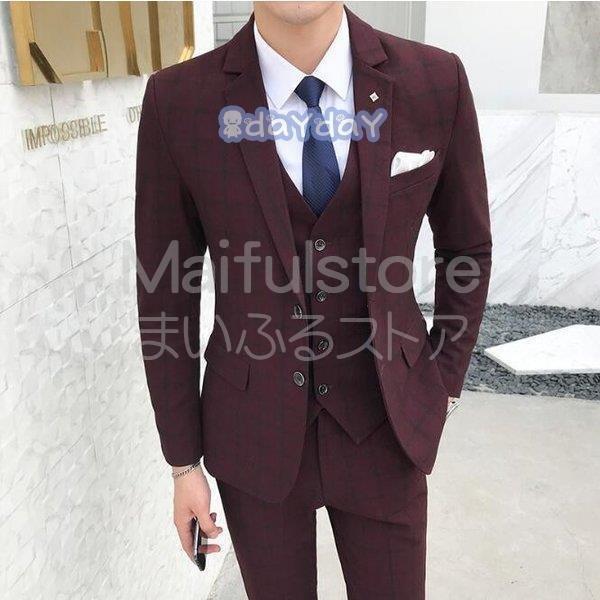 人気の雑貨がズラリ 3点セット スーツ ジャケット ベスト パンツ チェック柄 スーツセット メンズスーツ 19秋 大きいサイズ ビジネス メンズ スーツセット 大きいサイズ 紳士服 結婚式 パーティー フォーマル ビジネス スーツ フォーマル