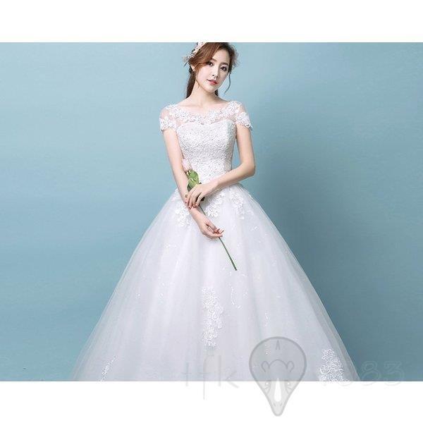 当店の記念日 レース 安い ウェディングドレス 二次会 半袖 結婚式 ウエディングドレス プリンセス ロング 大きいサイズ シンプルドレス 披露宴 白 ドレス 花嫁 エンパイア Aライン サイズ L Michiganestateplanning Com