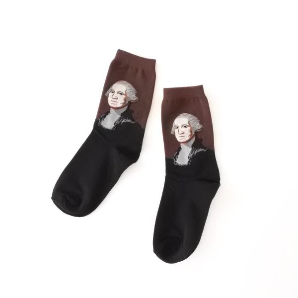 靴下 ワシントン 大統領 アートソックス 絵画 総柄 くつ下 レディース メンズ オシャレ かわいい