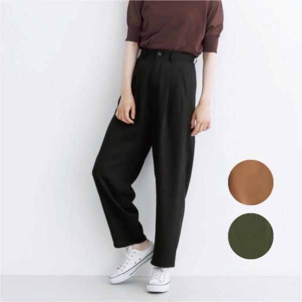 merlot メルロー 両玉縁ポケット テーパード パンツ 3244 レディース  ナチュラル フォーマル カーキ ブラウン ブラック