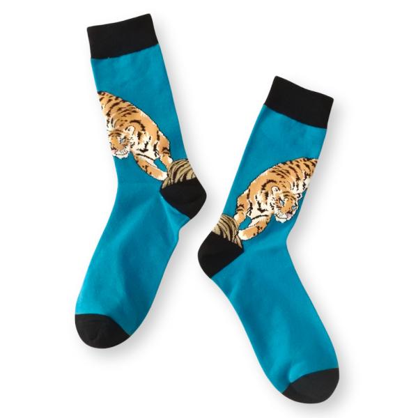 メンズ 靴下 総柄 虎柄 ソックス MENS タイガー トラ SOCKS SOX オシャレ アニマル
