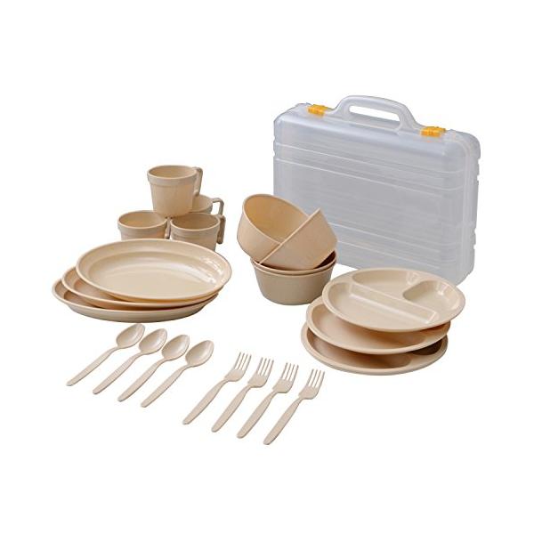 山善 キャンパーズコレクション デイパーティー食器セット4人用6種類ナチュラル PCW12NA
