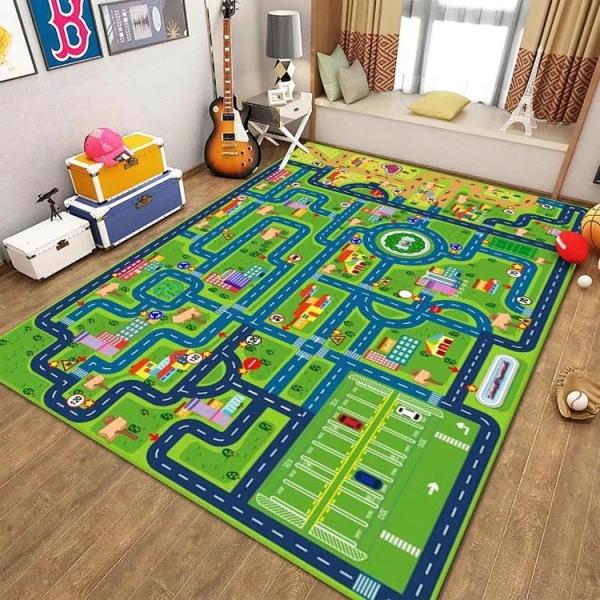 プレイマット 道路 電車 線路 子供ゲームパッド 遊びマット 道路交通 キッズラグ 洗える カーペット 防音 防汚 遊び ラグ 地図マップ 滑り止め