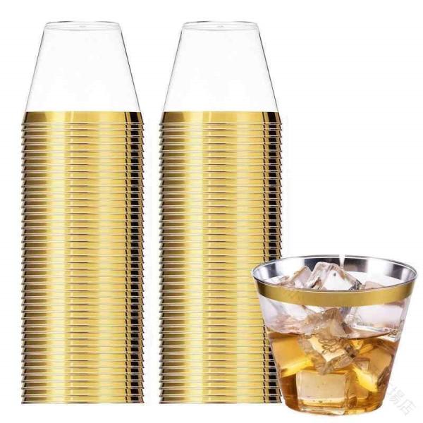 50 個 プラスチックカップ プラカップ 270ML 西洋料理 カップ アイスクリームカップ 9oz 透明プラスチックカップ 使い捨てハードカップ プラスチックワインカッ