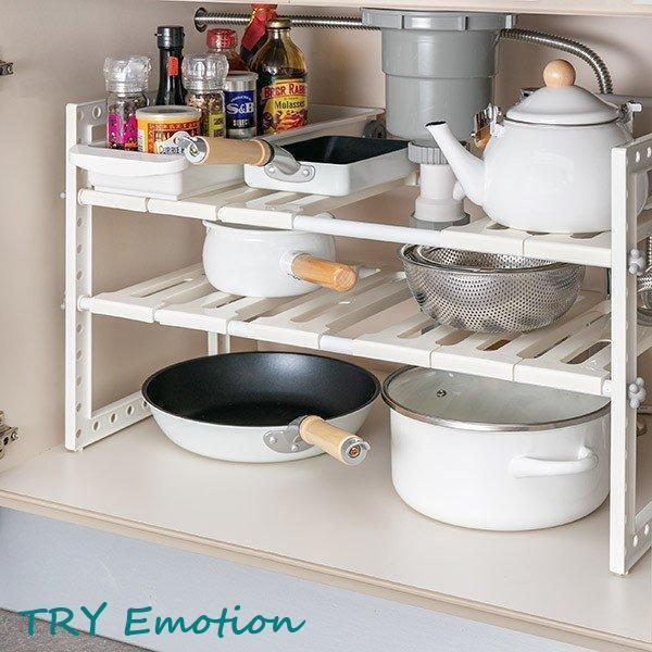 ■材質:プラスチックシンク下の排水トラップを避けて設置できるラックです。設置場所に合わせて、棚の高さが3cm刻みで13段階に調節できます。幅が38?75cmまで伸縮します。頑丈なスチール素材を使用しています。工具が不要で簡単に組み立てができ...