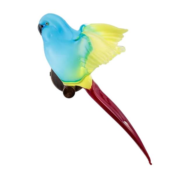 Zanetti Murano ガラス製鳥の置物 イタリア製 ザネッティ社 鳥(アクアマリン×イエロー×レッド/翼広げ) CO