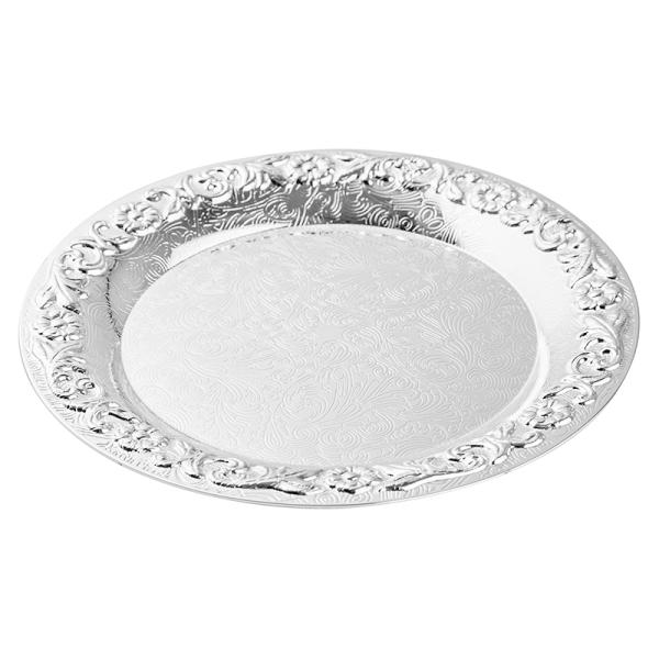 アンティークシルバーメタル銀食器オーバルプレート皿 ロココシャビー 