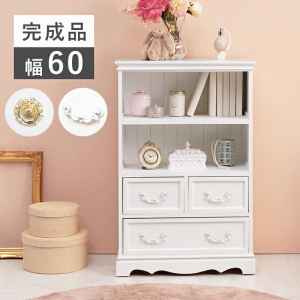 受け取り専用アンティーク調 ホワイト 木製キャビネット 収納棚　受取値下げします キャビネット ホワイト (アンティーク調取手) 幅60cm / 棚 収納