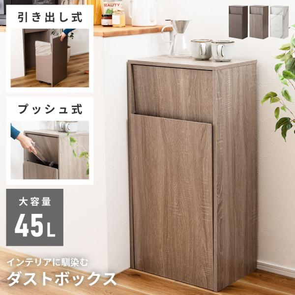 ゴミ箱 スリム 45L 蓋つき スリム キャスター付き おしゃれ ダストボックス キッチン リビング フタ付き シンプル 縦型 ブラウン グレー ホワイト