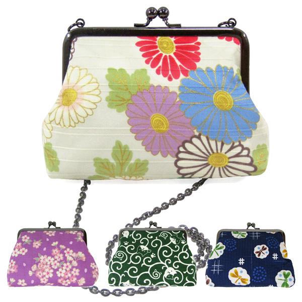 女の子 男の子 ポーチ ポシェット ショルダー 口金バッグ 小物入れ和柄のがま口ポシェットです。着物・浴衣・普段使いに使えます。日本製主体地：綿100％サイズ高さ：約10cm 幅：約15cm 奥行：約約4cm★生地の取り方により商品ごとに柄...