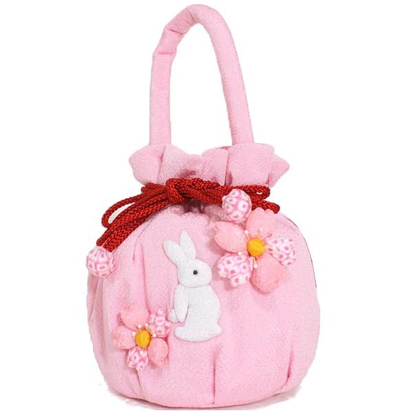 七五三　ピンク　うさぎ 七五三持ち手付き うさぎ巾着 ピンクkiba10 : 京の舞姿 - 通販 - Yahoo