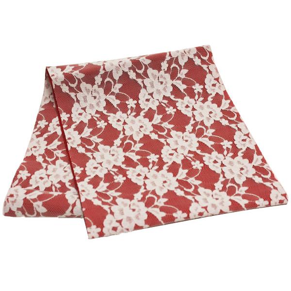 無地のカラー生地に白レースを重ねた半衿です。レース面は片面なので透けません。素材 ポリエステル100％サイズ長さ 約110cm、幅 約16cm