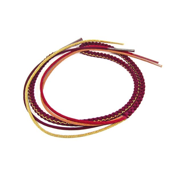 ワインレッド色 赤色素材：絹100%金属糸使用長さ：約140cm★光の加減により写真の色と実際の商品の色が異なることがあります。