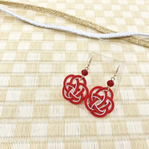 水引ピアス レッド 和柄 和小物 和雑貨 ピアス アクセサリー アクセ 