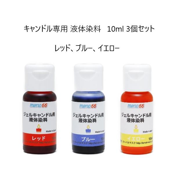 ●商品説明：ジェルキャンドルを着色するための液体染料で少量で優れた発色効果を出します。溶かしたジェル60gに対して10滴ほどの使用が目安となります。数滴ずつ落とし色合いを調整してください。染料を混ぜて色を作ることも可能です。パラフィンワック...