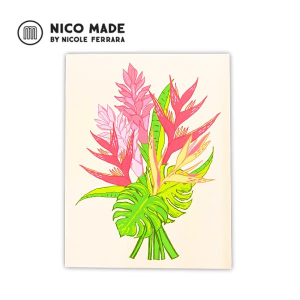 ニコメイド メッセージカード「 Heliconia Bouquet 」 Everyday Card【nico made　ハワイ　ハワイアン　ポストカード　雑貨　グリーティングカード】