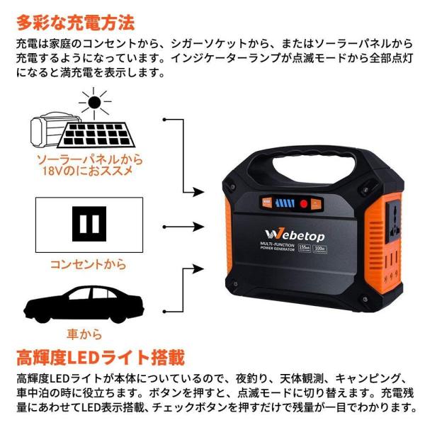 Webetop ポータブル電源 大容量 155wh 400mah 蓄電池 予備電源 アウトドア 家庭用 屋外 バッテリー 100v コンセント 正規代理店 Buyee Buyee 日本の通販商品 オークションの代理入札 代理購入