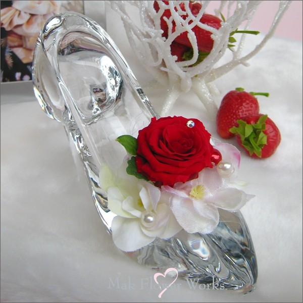 プリザーブドフラワー お誕生日御祝 記念日 ガラスの靴 ガラスのハイヒール Pr105 Makflowerworks 通販 Yahoo ショッピング